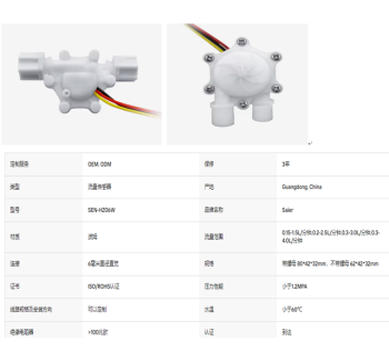SEN-HZ06W 0.15-4.0LPM 4种规格水流量传感器霍尔效应水流量计传感器食品级POM塑料制冰机液体流量传感器