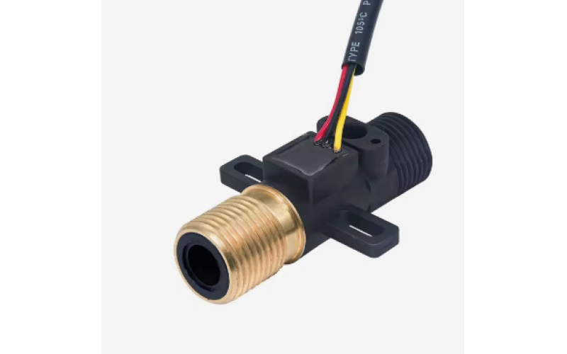 SEN-HZ21TC 水流量传感器 1/2 英寸黄铜铜接头霍尔效应水流量计涡轮式水液流量传感器